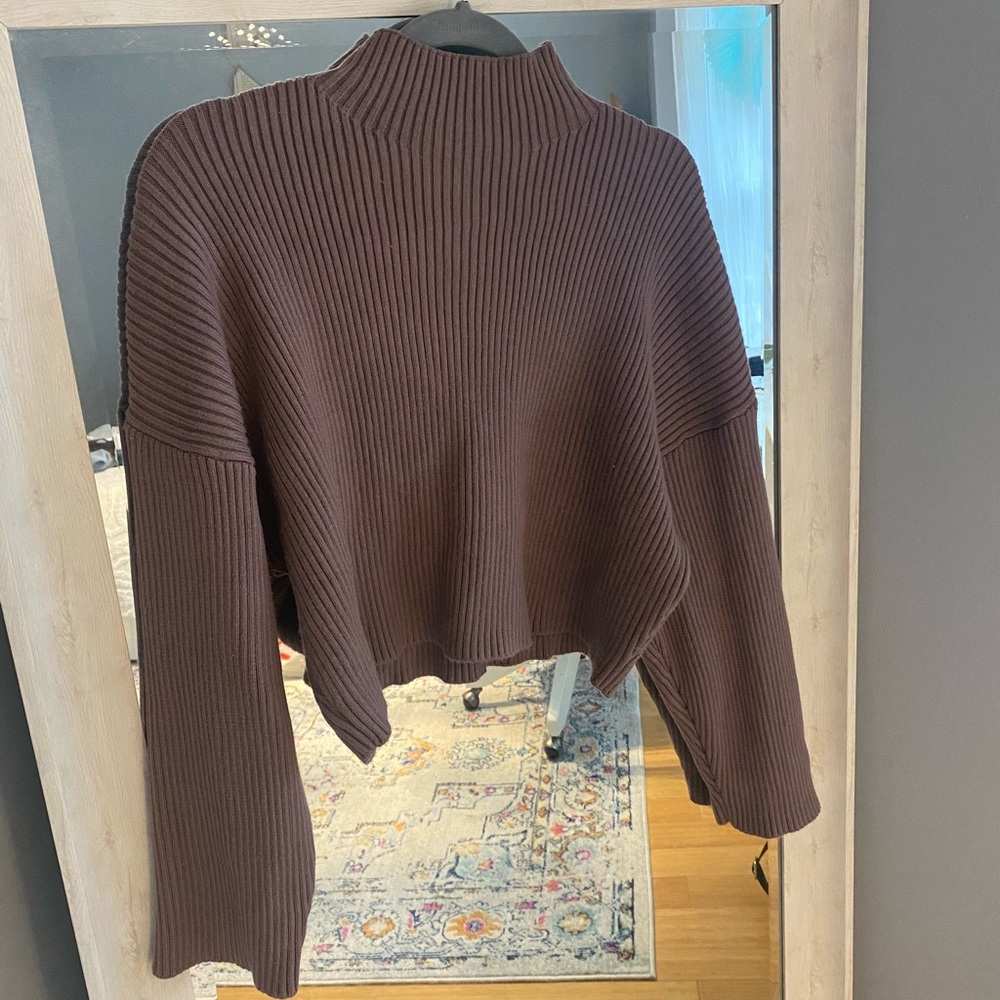 ZARA Mock Neck Cropped Sweater